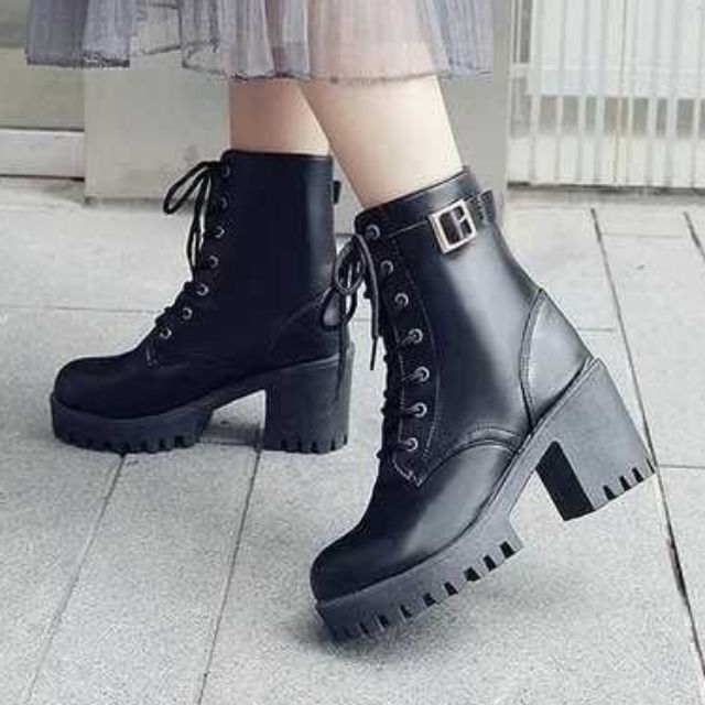 Boot chiến binh cao cổ đế vuông cao gót 7cm - 6250