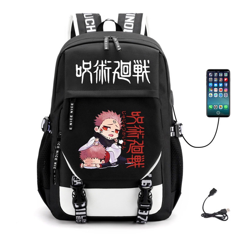 Balo Đựng Laptop in hình Jujutsu Kaisen Chú Thuật Hồi Chiến ver CHỮ DÀI anime chibi cặp sách nam nữ đi học