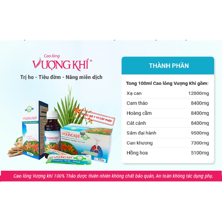 Cao Lỏng Vượng Khí - Giúp bổ phế, giảm ho, loãng đờm làm ấm hô hấp, giảm đau rát họng