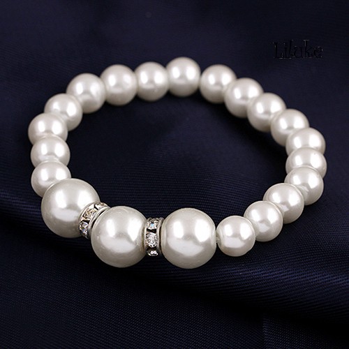 Bộ Vòng cổ + Vòng Tay + Đôi Khuyên Tai Đính Ngọc Trai Giả Sang Trọng Thời Trang Cho Nữ