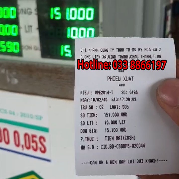 Giấy in biên lai dùng trong xăng dầu