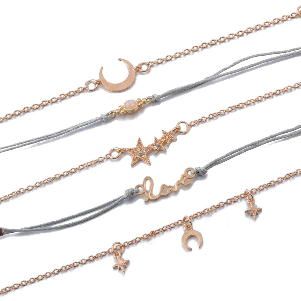 Set 6 Vòng Tay Kim Loại Phong Cách Retro Cho Nữ