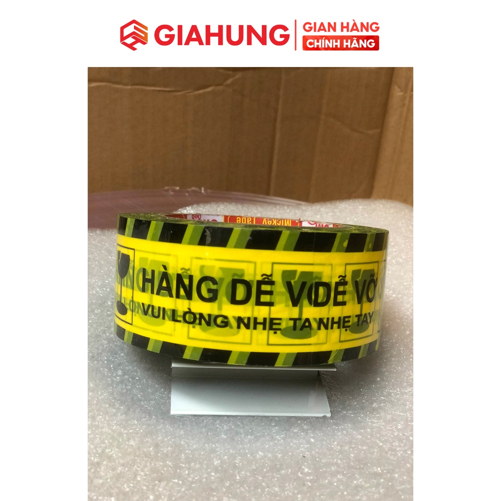 Băng dính Hàng Dễ Vỡ niêm phong đóng hàng cảnh báo vận chuyển 100Y/cuộn - GIAHUNGPRO
