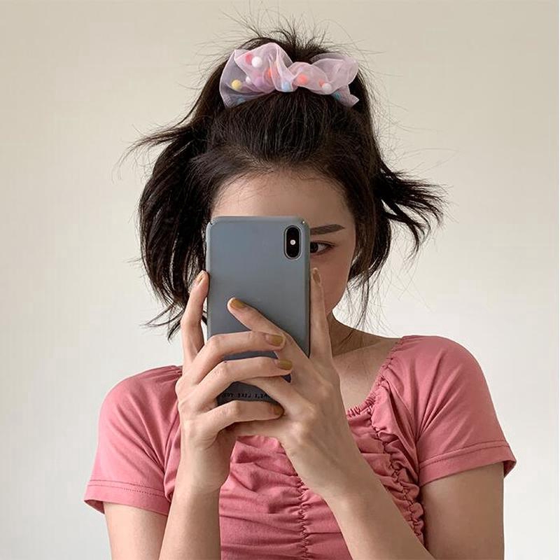 We Flower Dây Cột Tóc Đuôi Ngựa Bằng Vải Organza Phối Ren Nhiều Màu Phong Cách Hàn Quốc Cho Nữ