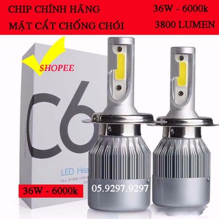ĐÈN PHA LED C6 H4 2 TIM LED CHỐNG CHÓI DÀNH CHO Ô TÔ, XE MÁY (giá 1 cái)- loại 1 màu và loại 2 màu