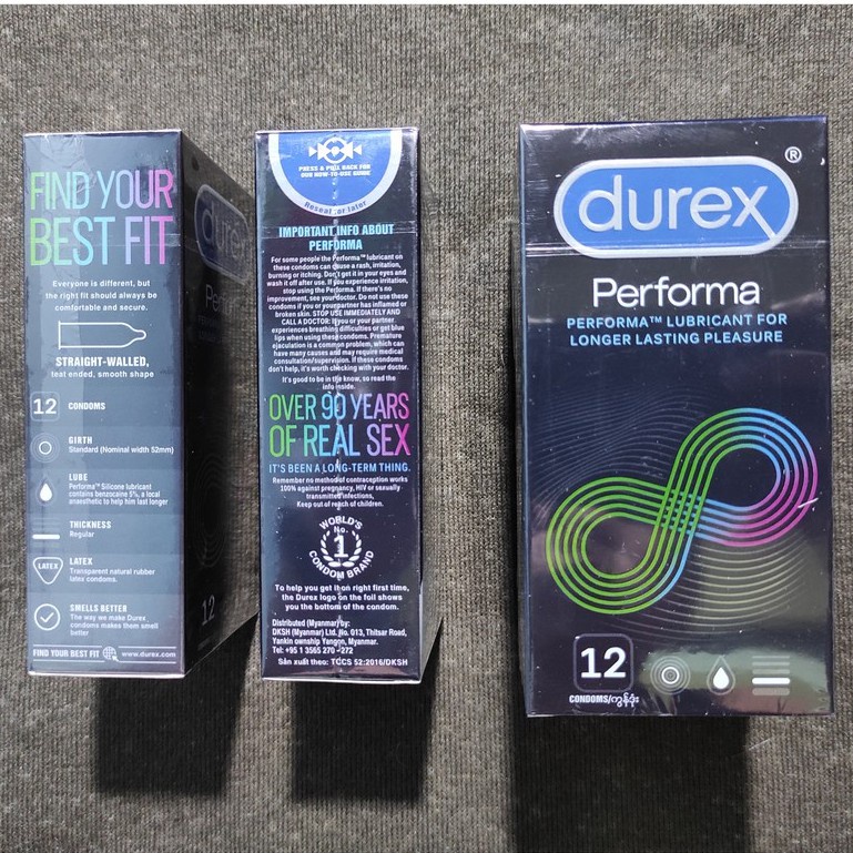 Combo 4 Hộp Bao Cao Su Durex Performa 12 Bao Và Durex Fetherlite 12 Bao