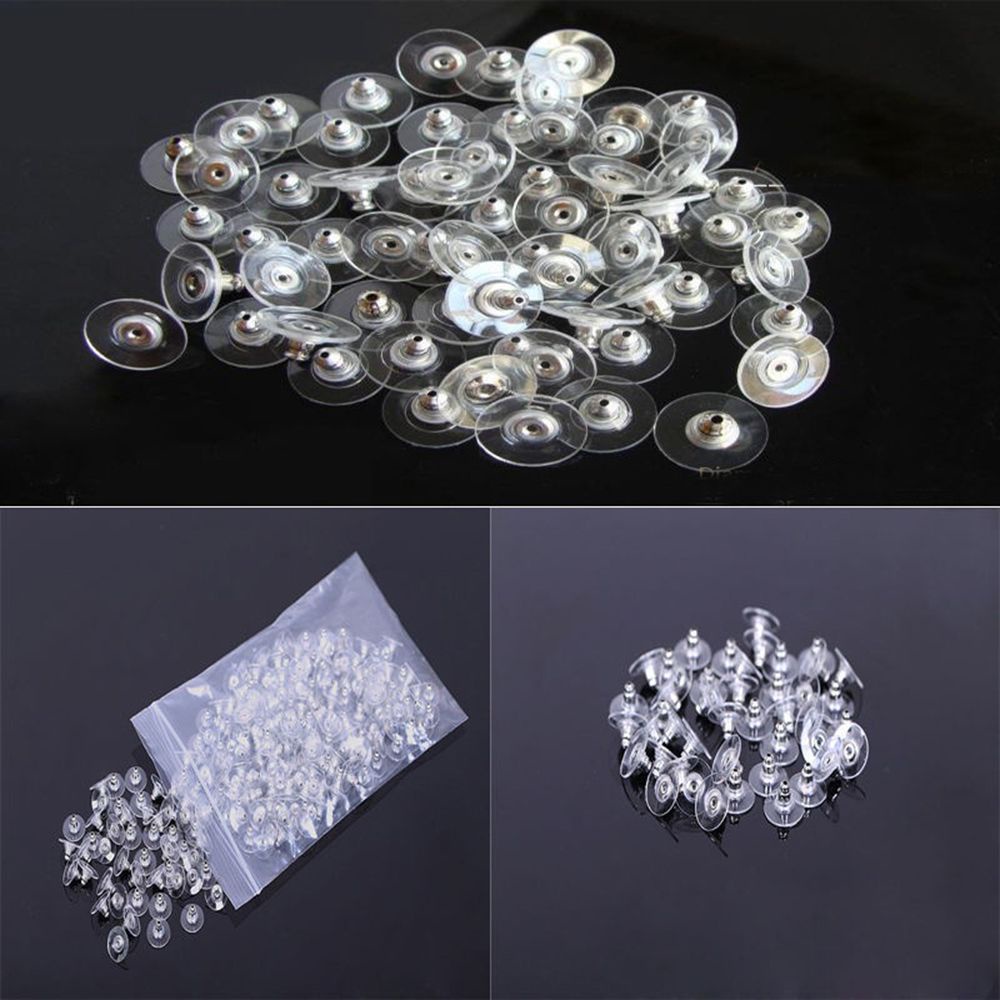 Set 50 nút chặn bông tai bằng cao su mềm trong suốt nhiều màu DIY