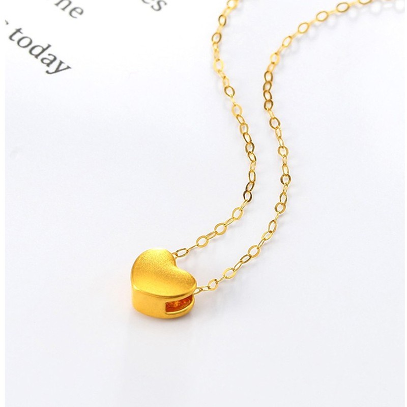 Dây chuyền ngắn mặt hình trái tim mạ vàng đơn giản thời trang phong cách Hàn Quốc thích hợp làm quà tặng bạn gái
