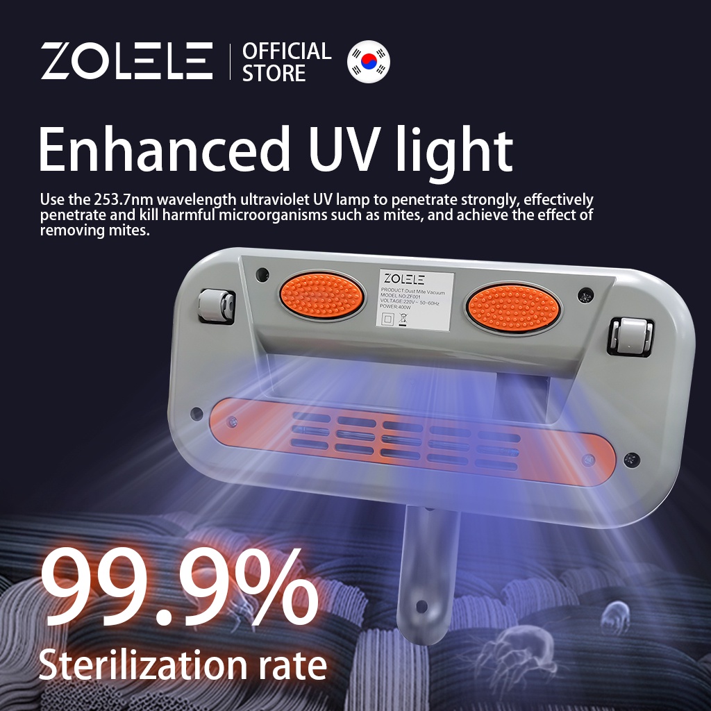 Máy hút bụi cầm tay Zolele ZF001 diệt khuẩn UV công suất 400W, lực hút 10KPa dành cho phòng ngủ