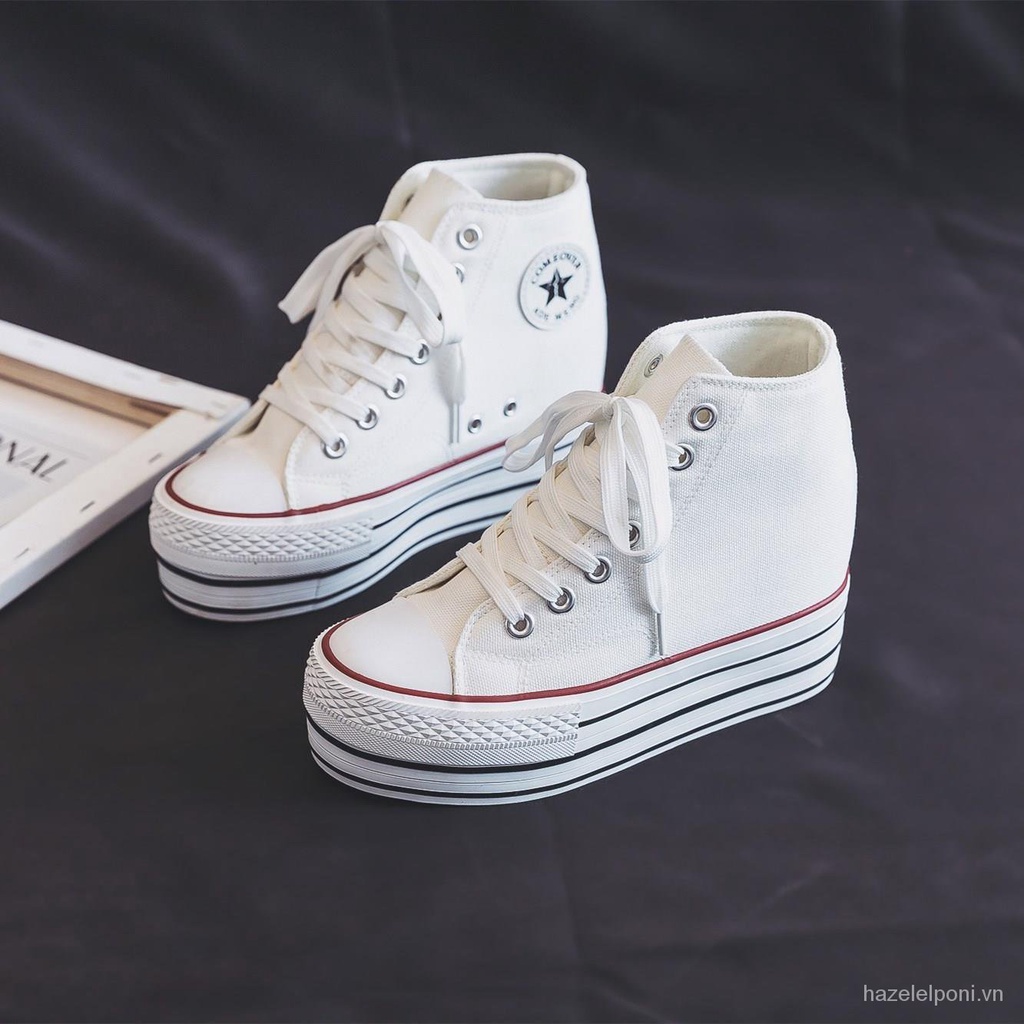 Giày Thể Thao Canvas Đế Xuồng Cao 10cm Thời Trang Thu Đông Cho Nữ 2022