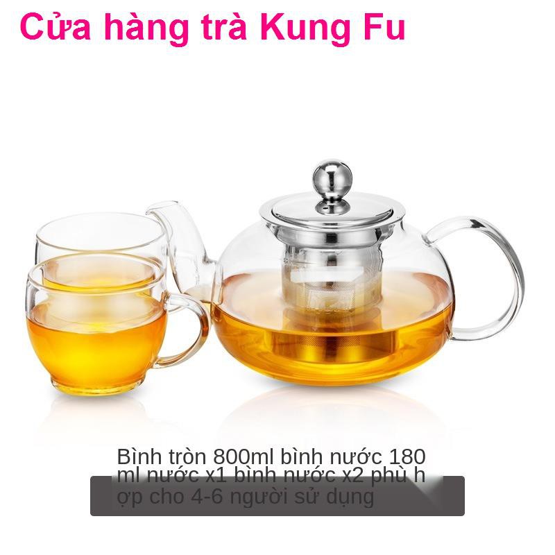 Ấm trà thủy tinh chịu nhiệt và dày để pha trà, đơn nhỏ, bộ bằng tay trong suốt có thể đun nóng