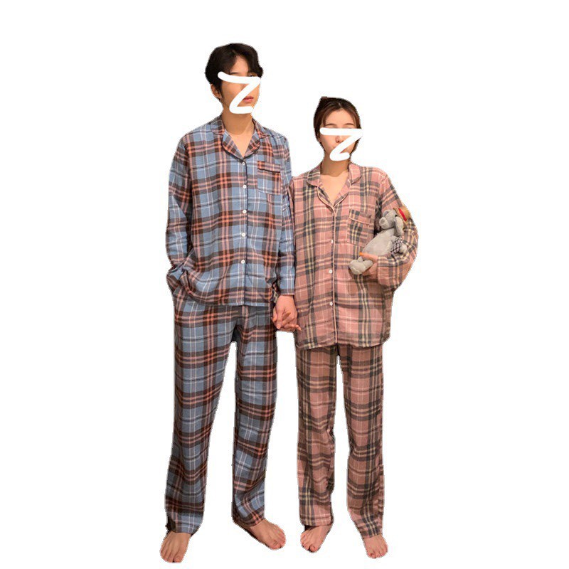 Bộ đồ ngủ đôi pijama hoạt tiết caro caro (Hàng có sẵn)