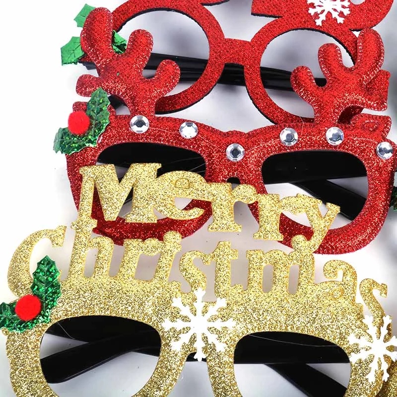 Kính mắt thiết kế tuần lộc/ cây thông noel/ chữ Merry Christmas/ nơ đáng yêu dành cho trang trí Giáng Sinh