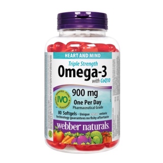 Dầu cá Triple Strength Omega 3 With CoQ10 900mg, Omega3 900mg Webber Natural Canada