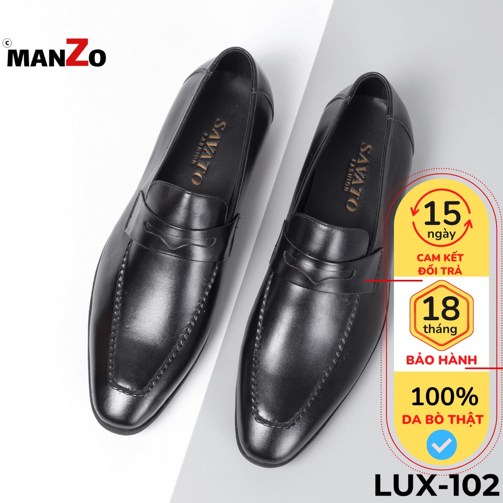 Giày tây nam cao cấp công sở màu đen lịch lãm MANZO - Giầy nam công sở da bò thật - LUX 102