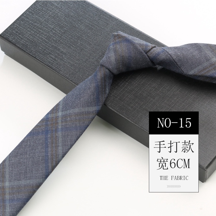 Cà Vạt Cotton 7cm Họa Tiết Kẻ Sọc Caro Phong Cách Hàn Quốc Retro 24H Không Có Khóa Kéo Cho Nam