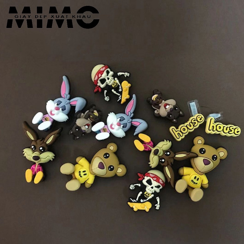 Combo jibit nổi 3D Drew House, sticker gắn dép sục, sục cross siêu cute