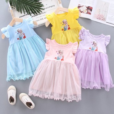 Váy đầm công chúa Elsa cực xinh cho bé gái chất cotton phù hợp Váy