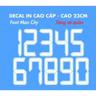 Decal in quần áo đá bóng - FOnt Mancity - Loại decal in có màu cao 23cm