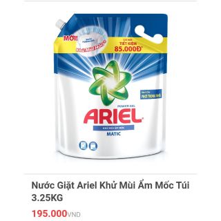 Nước Giặt Ariel Khử Mùi Ẩm Mốc Túi 3.25KG