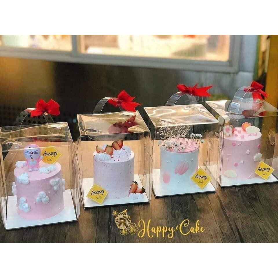 Hộp mica kèm đế cho bánh mini đáy 15 cao 18cm