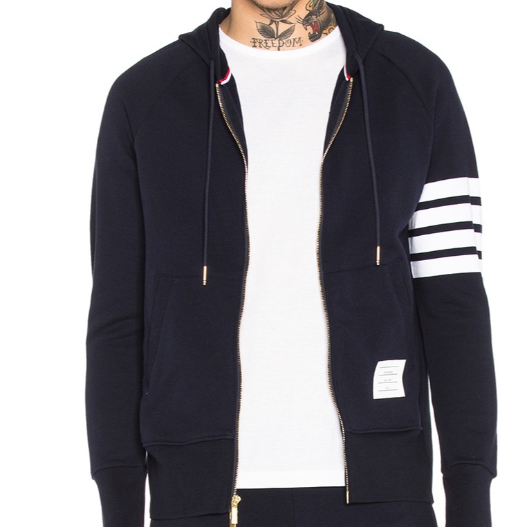 THOM BROWNE HOODIE - Áo Thomb Browne Zip (navy) [Mirror Quality]