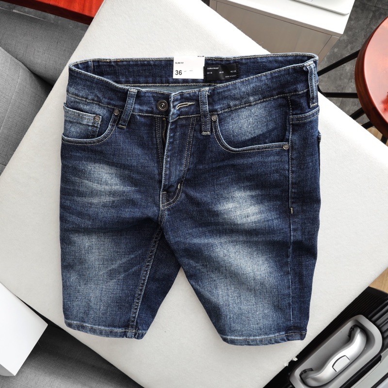 Quần short jean nam cao cấp chất bò co giãn vận động thoải mái