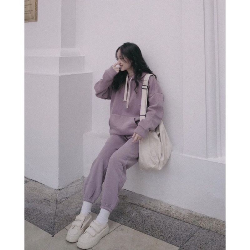 Set Áo Khoá  Bộ đồ quần ống boom áo dài tay hoodie form rộng nam nữ Ulzzang