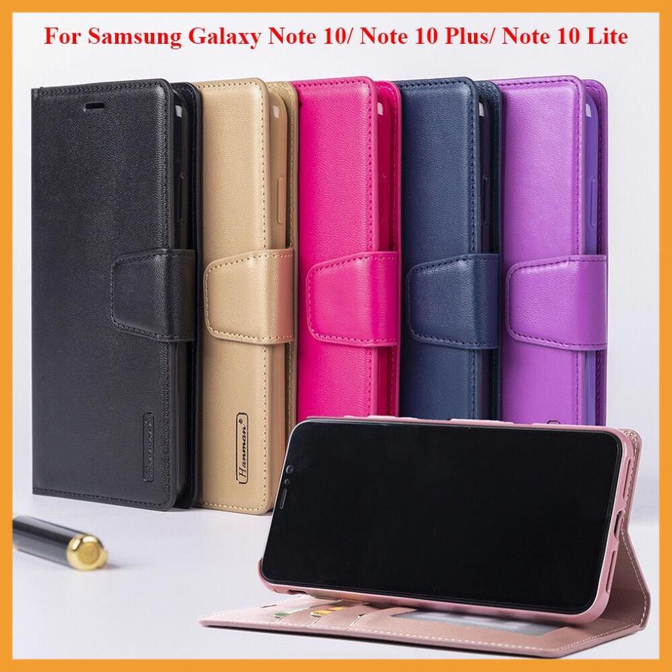 [Freeship] Bao da Samsung Galaxy Note 10 / Note 10 Plus / Note 10 Lite dạng ví hiệu hanman, ngăn đựng thẻ ATM tiện lợi