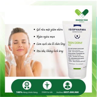 ! Gel rửa mặt giảm nhờn và ngăn ngừa mụn Teen Derm Gel Isis Pharma 40ml,150ml (có hạt)