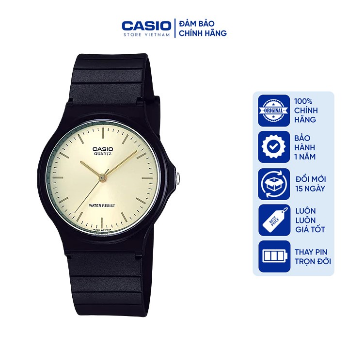 Đồng hồ Nam Casio MQ24-9E, đồng hồ chính hãng, mặt trắng gạch ánh vàng
