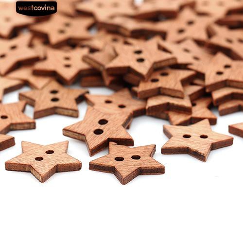 Set 100 Cúc Gỗ 2 Lỗ Hình Ngôi Sao Chuyên Dụng Cho Thợ May Vá