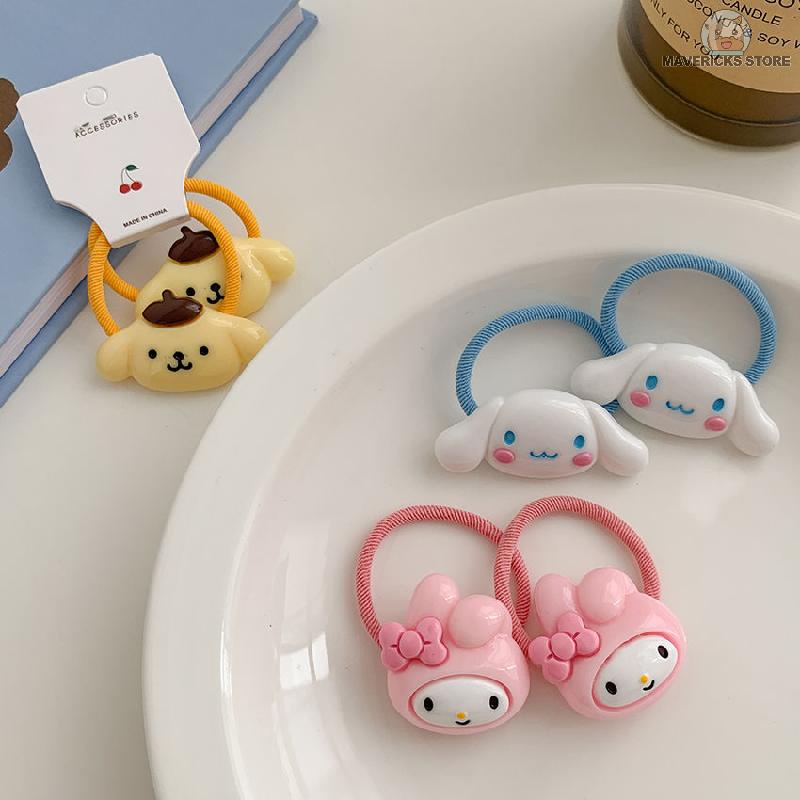 Dây buộc tóc co giãn hình chú chó cinnamon dễ thương phong cách Hàn Quốc