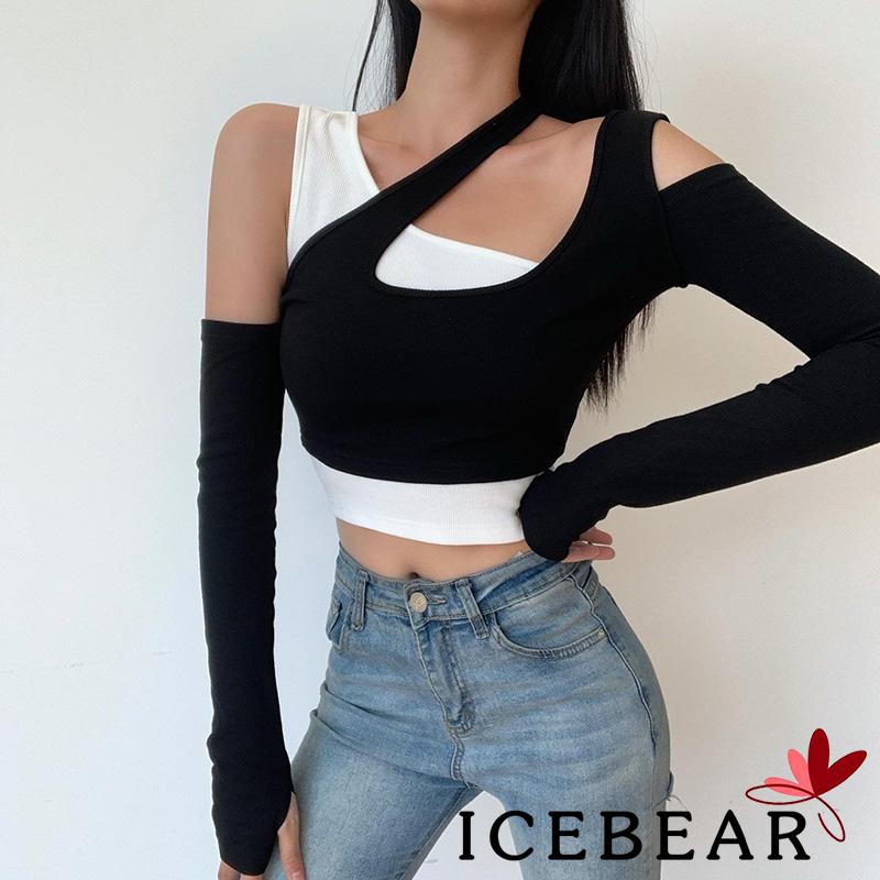 Áo Thun Tay Dài Thiết Kế Khoét Vai Quyến Rũ