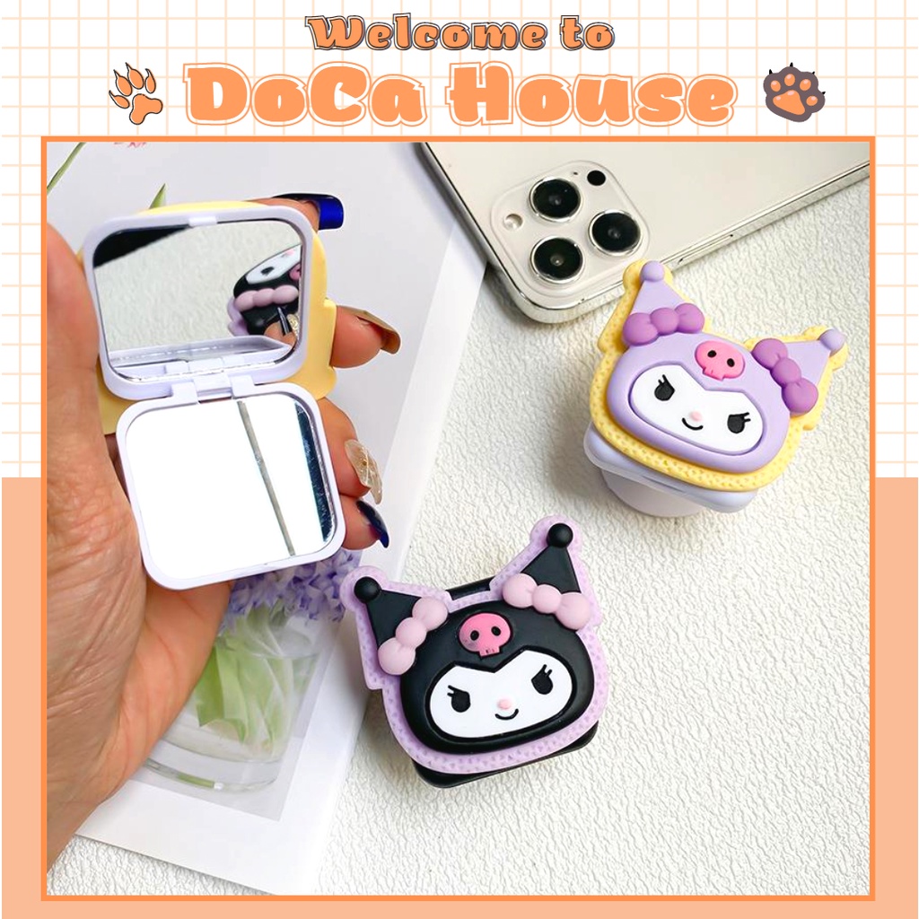Giá đỡ chống lưng điện thoại popsocket kèm gương hoạt hình đáng yêu - DoCa