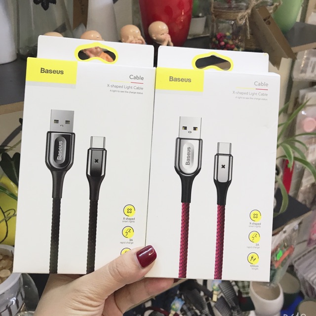 Cáp sạc Type C-3A Baseus X-Shaped Light cho Sam Sung/OPPO/Xaomi ...