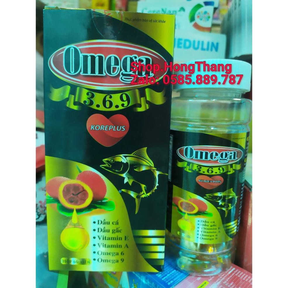 Omega 3.6.9 koreplus chứatinh chất dầu cá, dầu gấc, bổ sung vitamin làm đẹp da chống lão hóa nhức mắt,mỏi mắt hộp 60viên