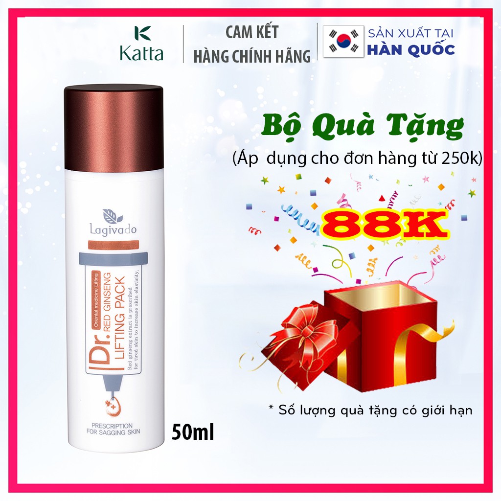 Gel mặt nạ hồng sâm Hàn Quốc giảm mụn đầu đen, nâng cơ, se khít lỗ chân lông Dr. Red Ginseng Lifting Pack 50 ml - Katta