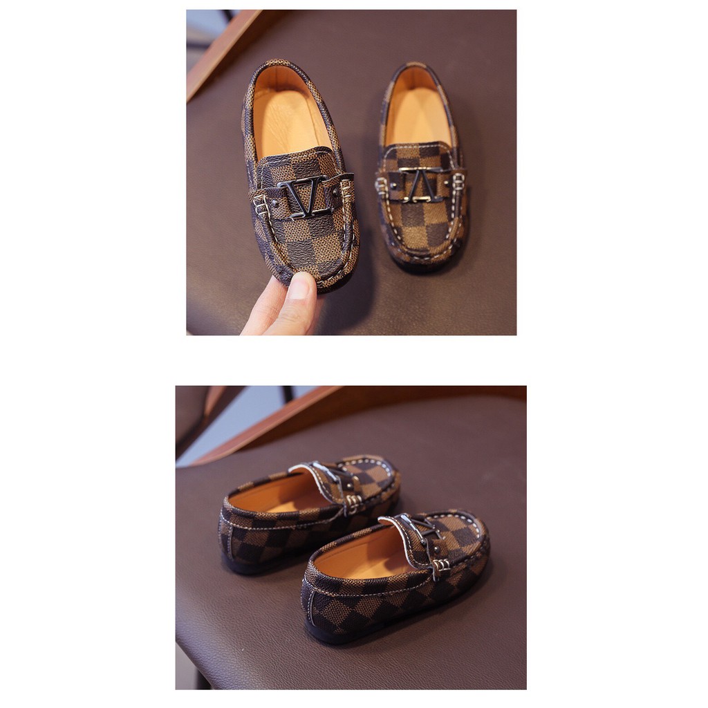 Giày Da Lười Moca Cho Bé Trai Họa Tiết Chữ V Phong Cách Thời Trang ( giày 208 )