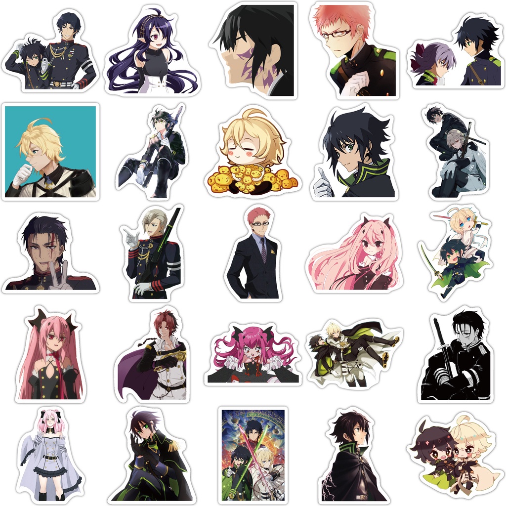 Y&P| Hình Dán Chống Nước Seraph of The End Nhật Bản Anime Mũ Bảo Hiểm Máy Tính Xách Tay Hành Lý Dán Thiết Lập, 50 tờ