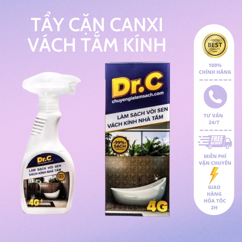 Tẩy cặn canxi nhà tắm tẩy sạch vách kính, vòi inox, bồn sứ, gạch men an toàn tiện lợi DR.C - 300ML