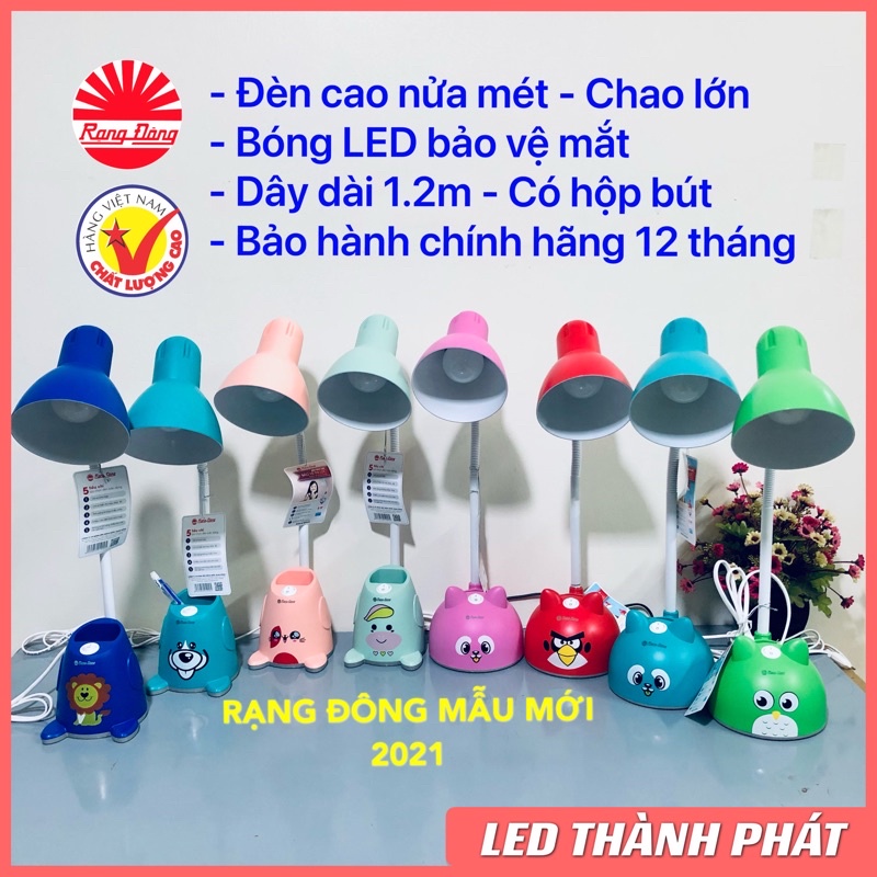 Đèn học để bàn RẠNG ĐÔNG bóng LED ĐỔI 3 MÀU ÁNH SÁNG chống cận bảo vệ thị lực tiết kiệm điện năng, bảo hành 12 tháng