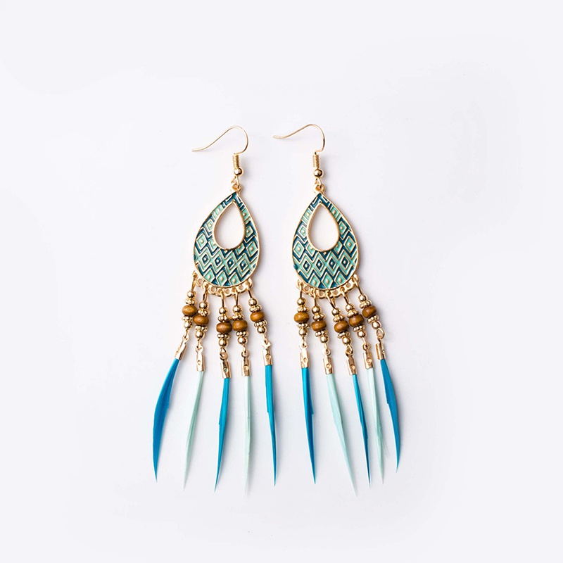 Bohemian Ethnic Style Earrings Feather Tassel Earrings Earrings Ladies Vintage Alloy Jewelry
