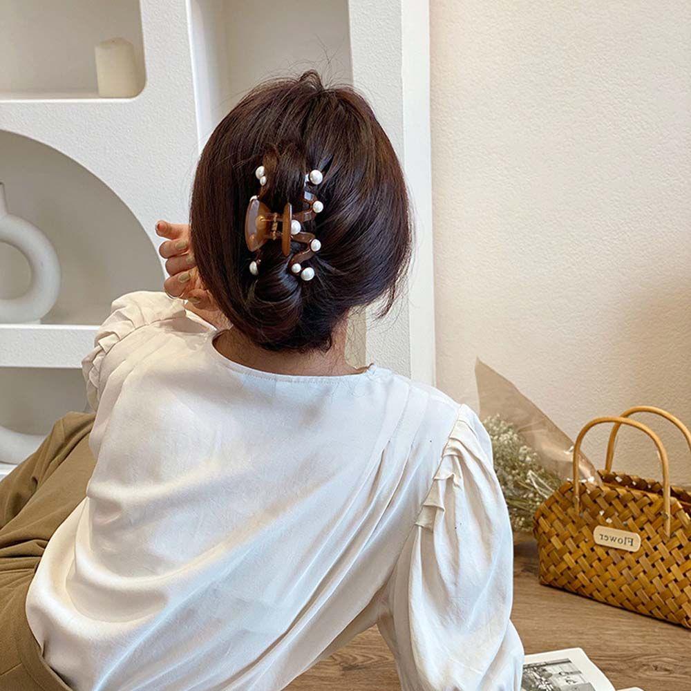 Kẹp Tóc Hình Cá Mập Bằng Acrylic Màu Sắc Đơn Giản Phong Cách Vintage