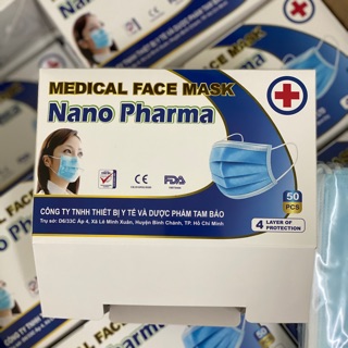 Hộp 50 cái Khẩu Trang Nano Pharma Kháng Khuẩn 4 Lớp