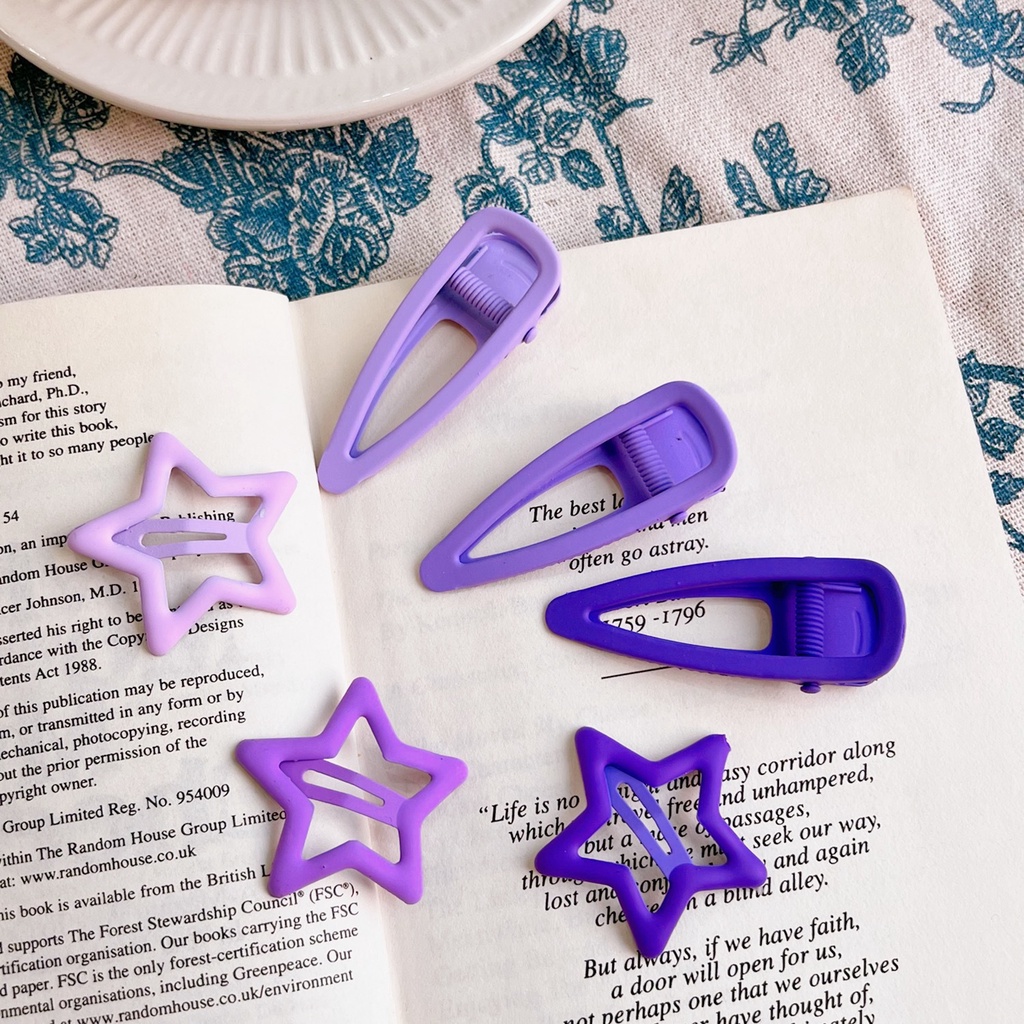 Set 3 Kẹp Tóc Mái Tone Màu Tím Xinh Xắn Cho Nữ