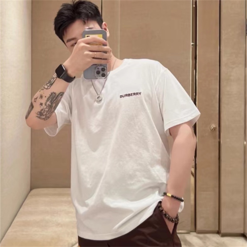 Áo Thun Cotton Tay Ngắn Thêu Chữ BBR Trước Và Sau Thời Trang Cho Cặp Đôi