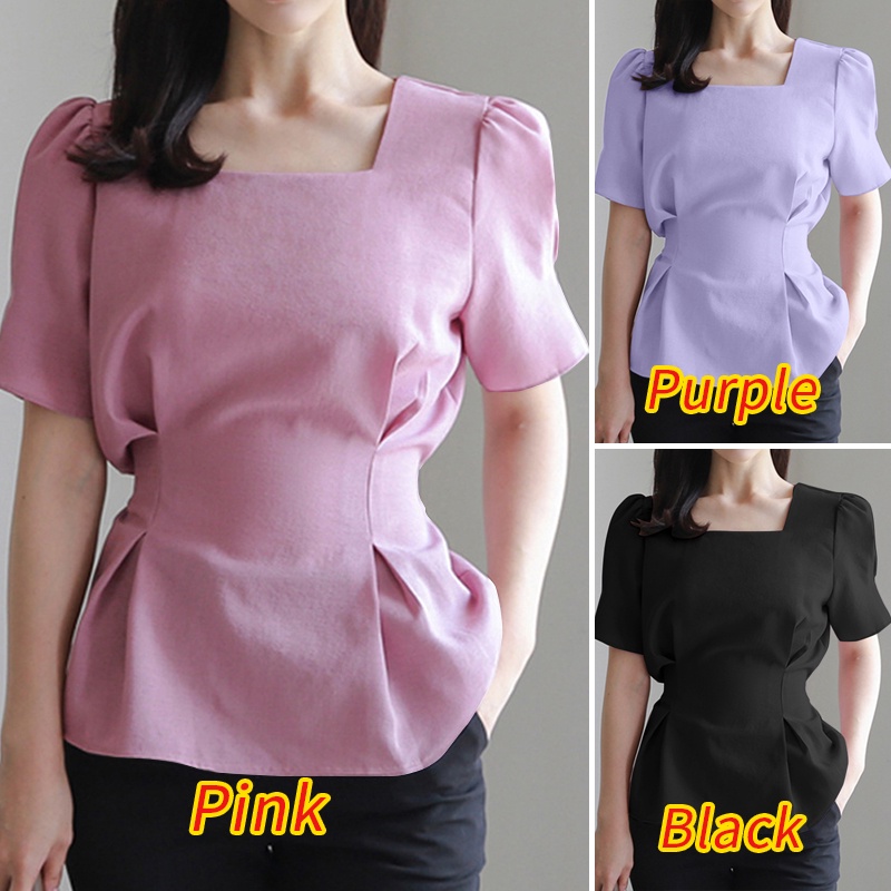 Áo kiểu ZANZEA tay ngắn cổ vuông thắt dây thời trang dành cho nữ