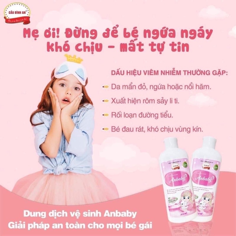 Dung dịch vệ sinh bé gái Anbaby Cầu Bình An chai 200ml