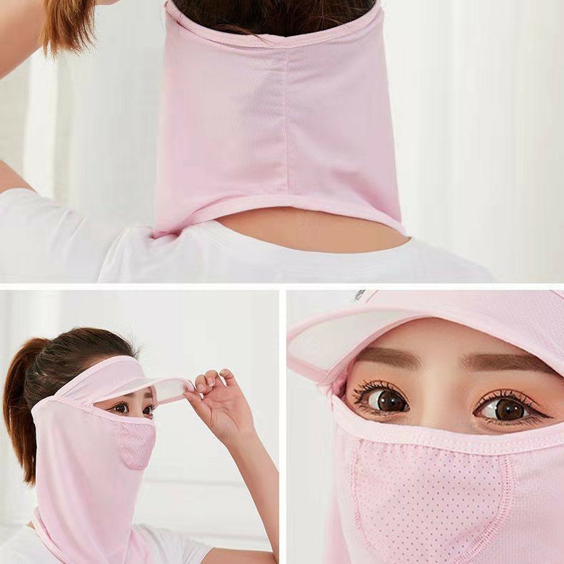 Khẩu Trang NINJA có vành nón Che Kín Mặt, Cổ. Khẩu Trang Vải Lụa Lạnh Thoáng Khí Chống Nắng Chống Bụi Bảo Vệ Cổ Mới